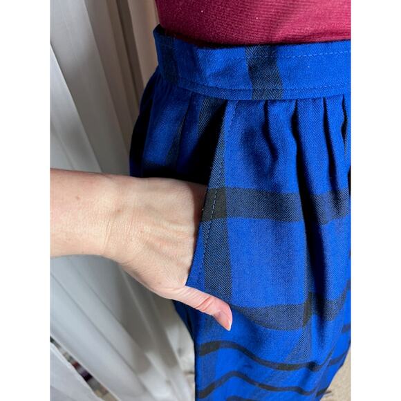 Pendleton skirt wool plaid knee length blue black - Picture 5 of 11